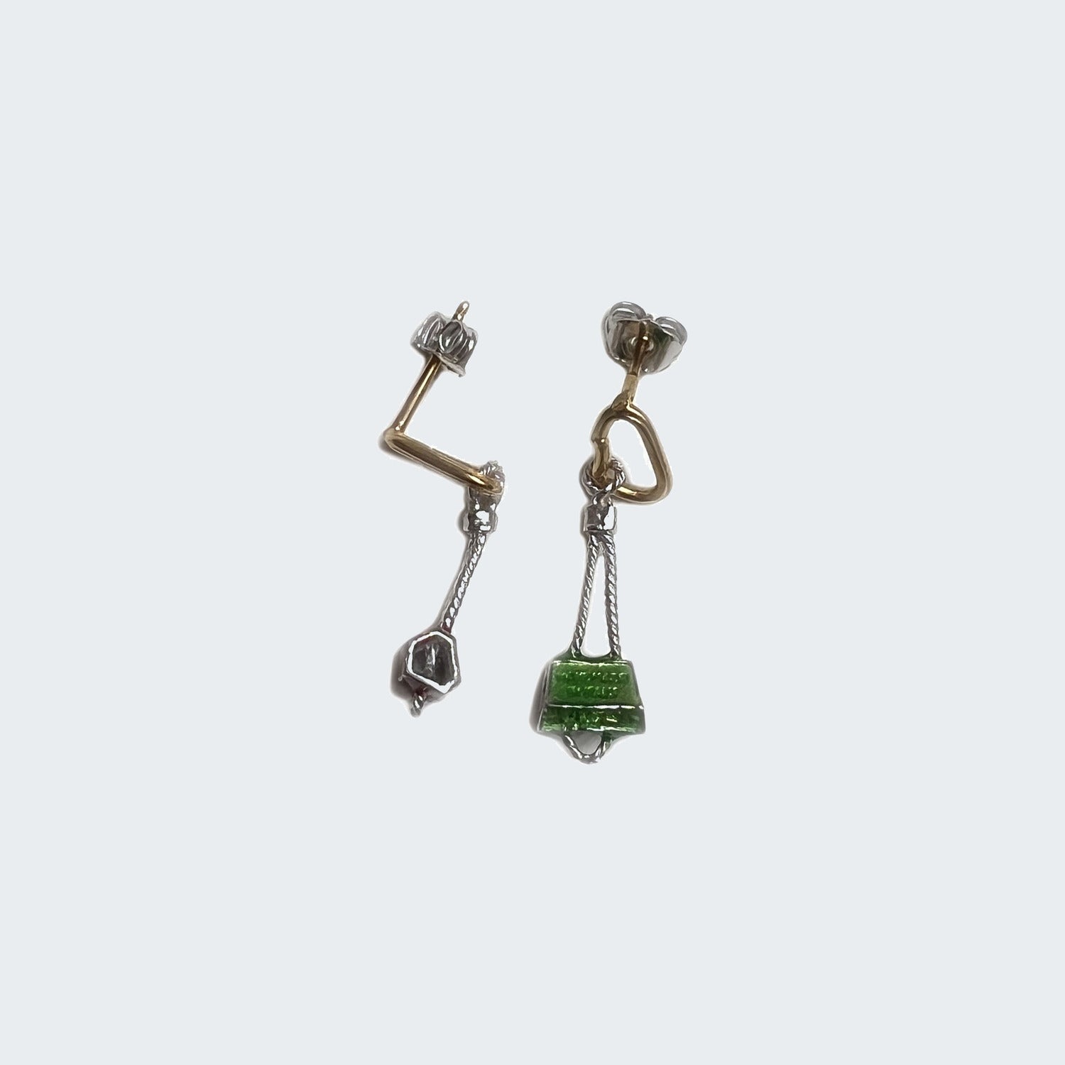 Bronze / gold-rhodium plated / green-red enameld