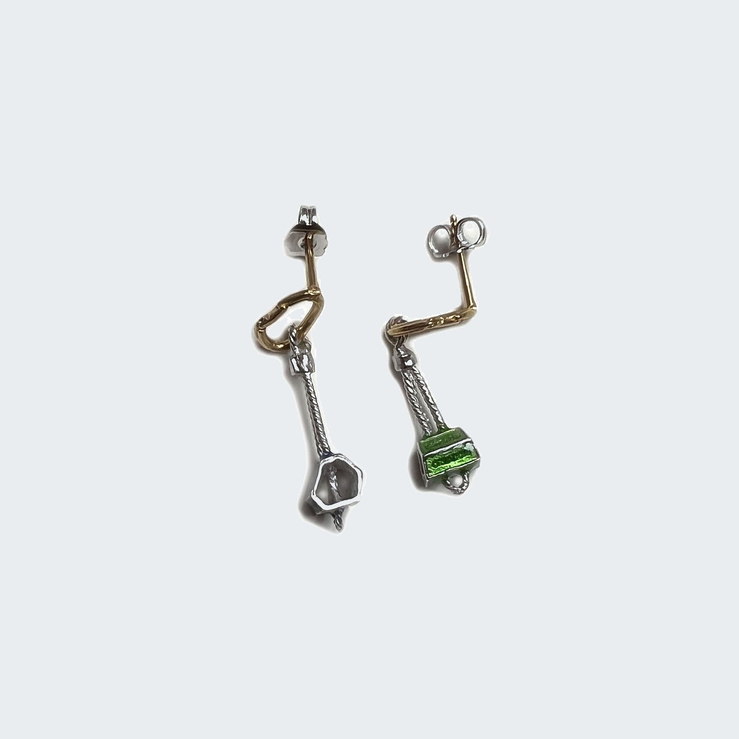 Bronze / gold-rhodium plated / green-blue enameld