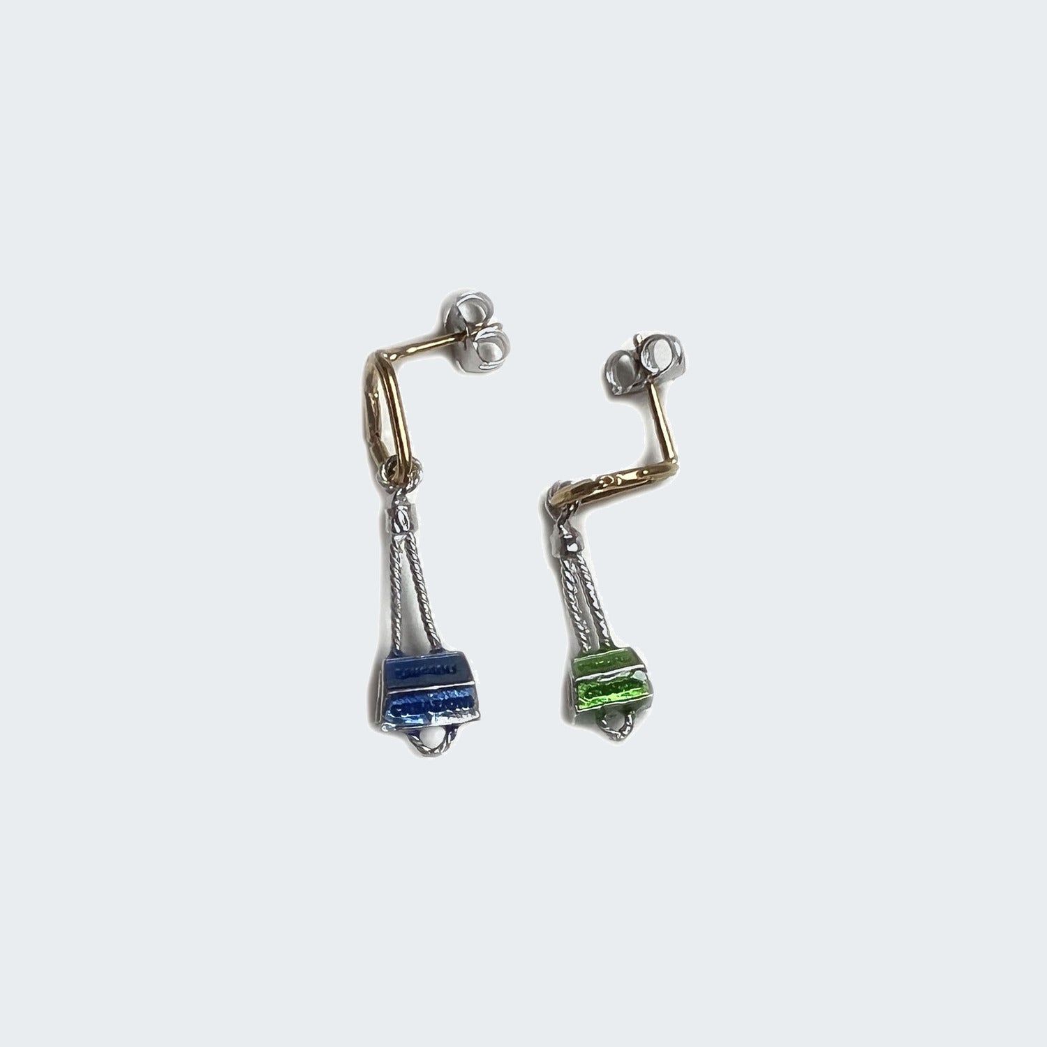 Bronze / gold-rhodium plated / green-blue enameld